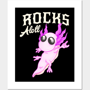 Rocksalotl Axolotl Funny Salamander Rocker Posters and Art